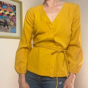 Marigold Yellow Cross Front Blouse